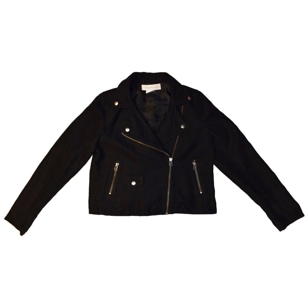 EUC Treasure & Bond Womens Size XL Black Suede Side Zip Jacket